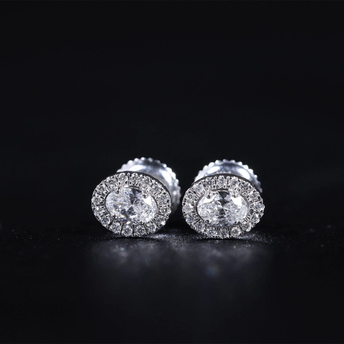 Oval Diamond Halo Earrings