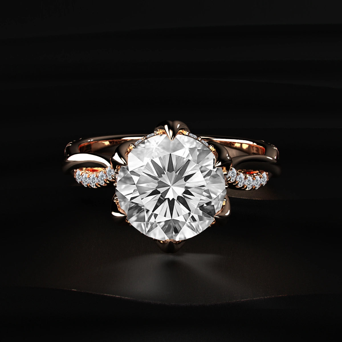 Round Diamond Hidden Halo Ring