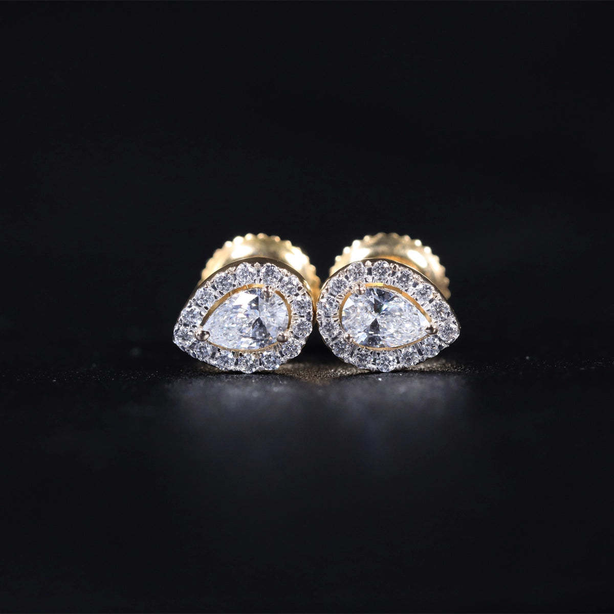 Pear Shaped Halo Earrings | Earthly Jewels