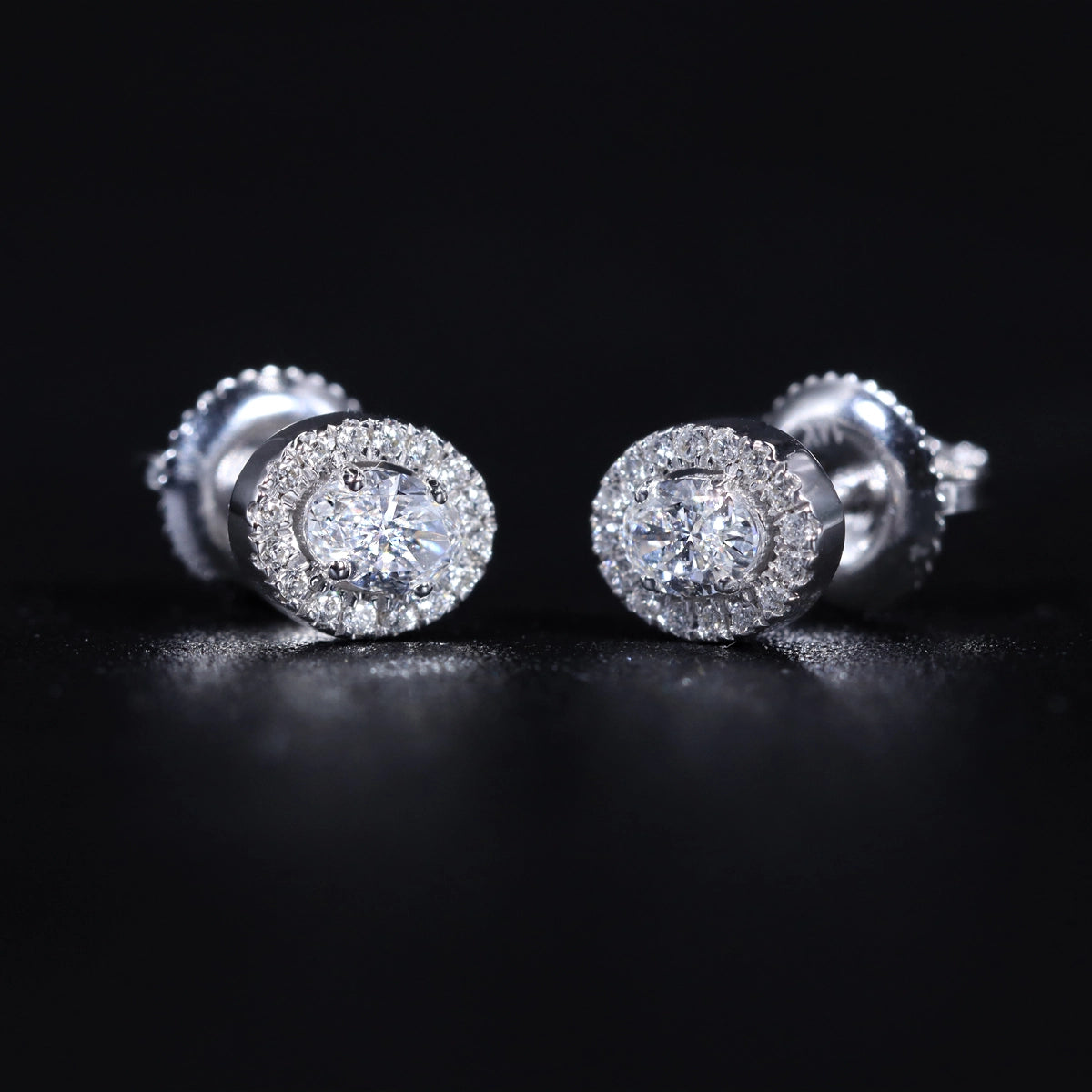 Oval Diamond Halo Earrings