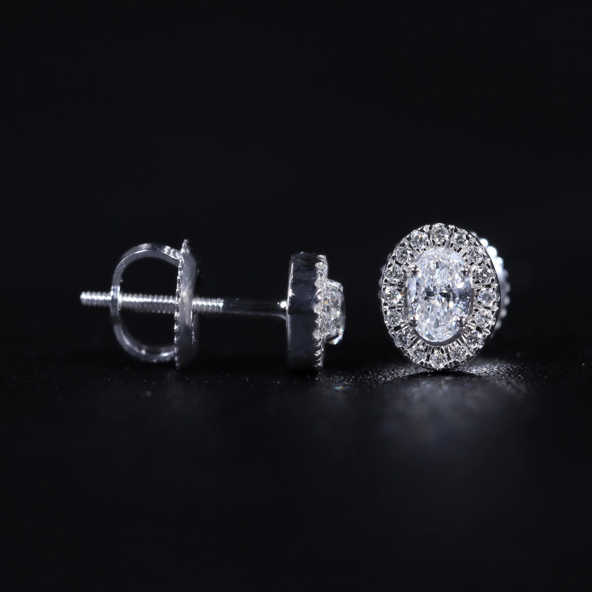 Oval Diamond Halo Earrings
