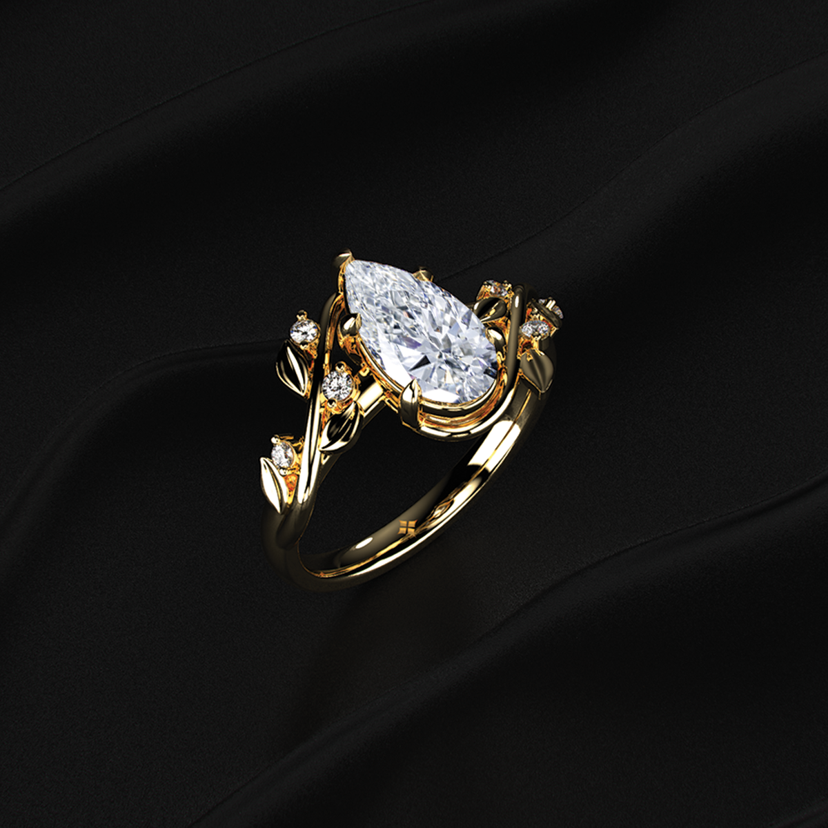 Diamond Ring with Leaf Design