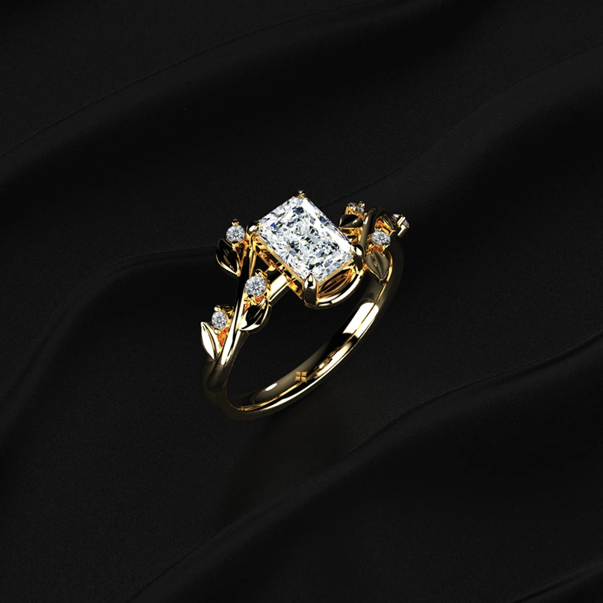 Diamond Ring with Leaf Design