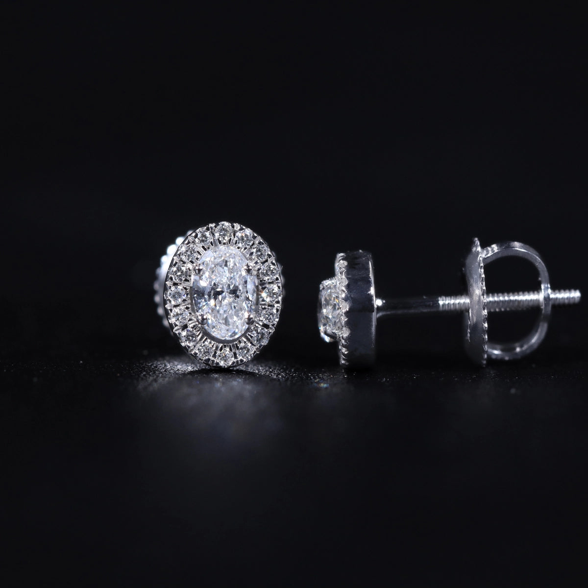 Oval Diamond Halo Earrings