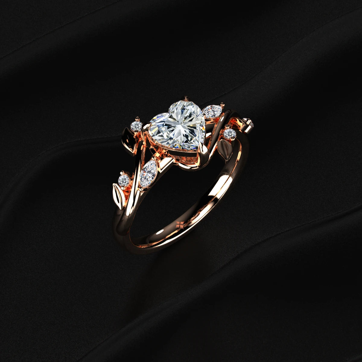Diamond Ring with Leaf Design