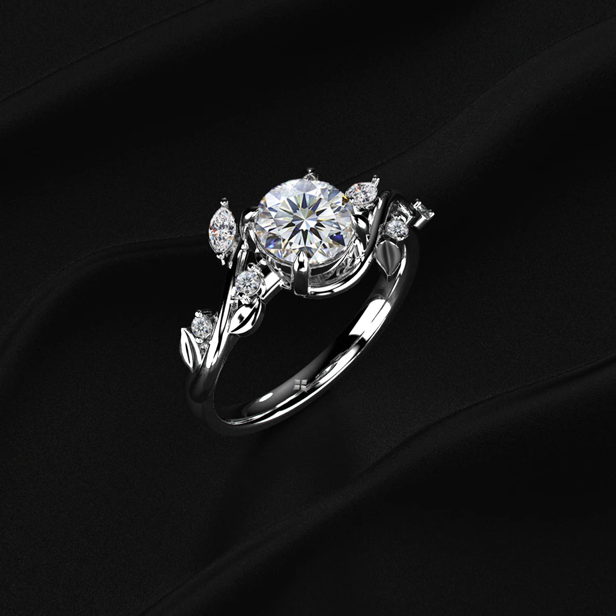 Diamond Ring with Leaf Design