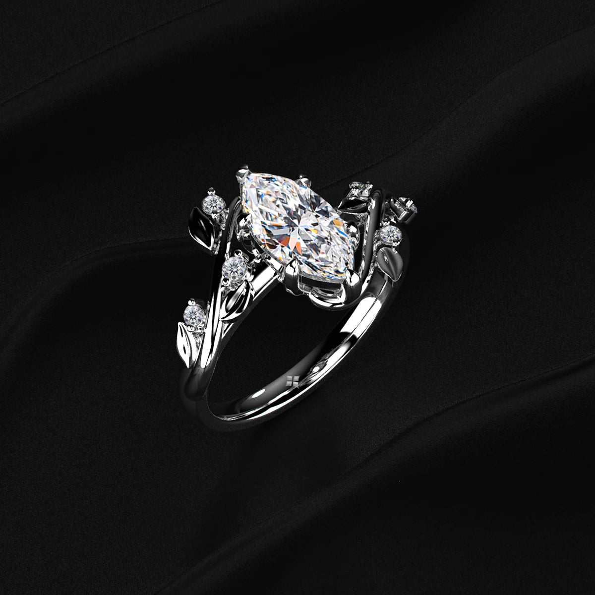 Diamond Ring with Leaf Design