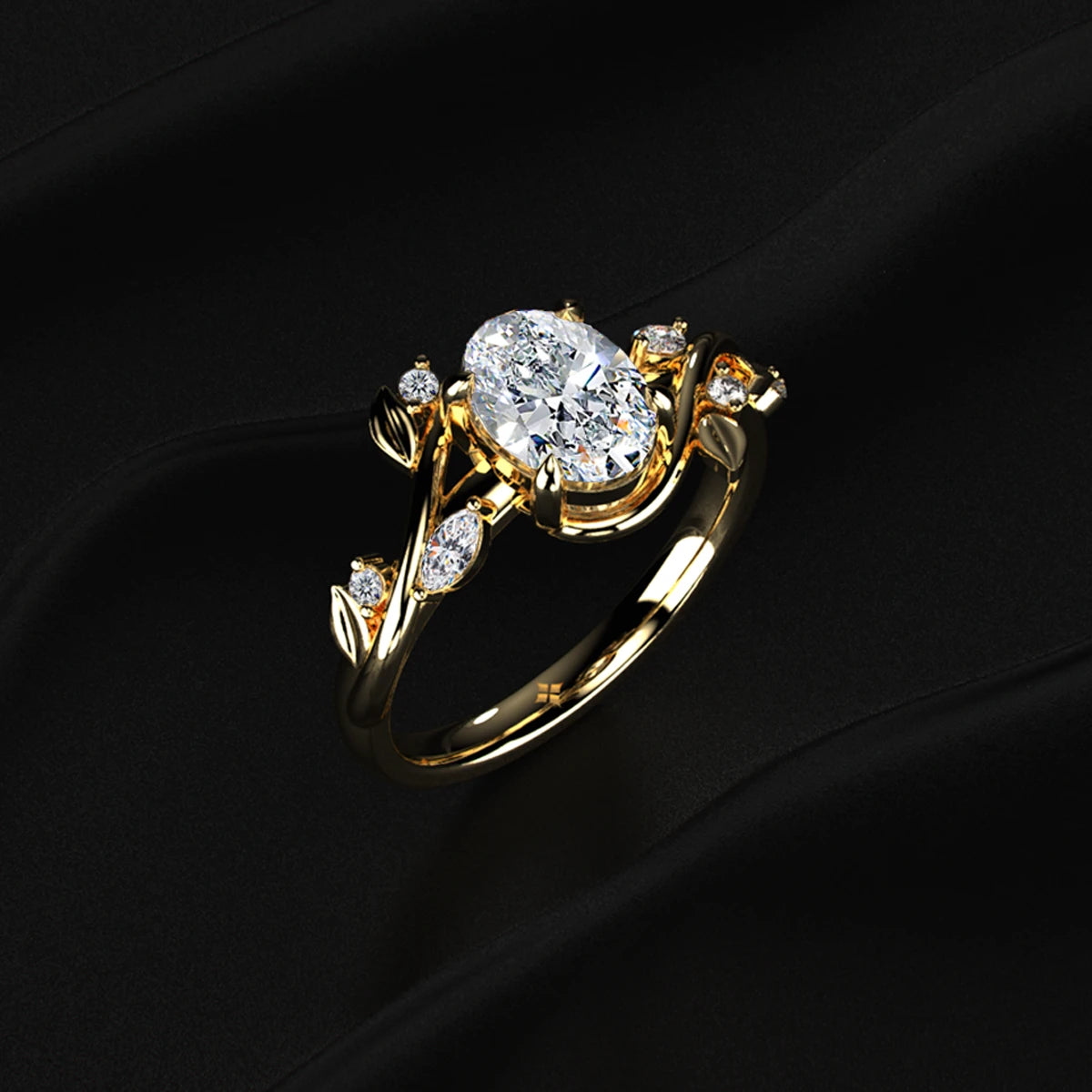 Diamond Ring with Leaf Design
