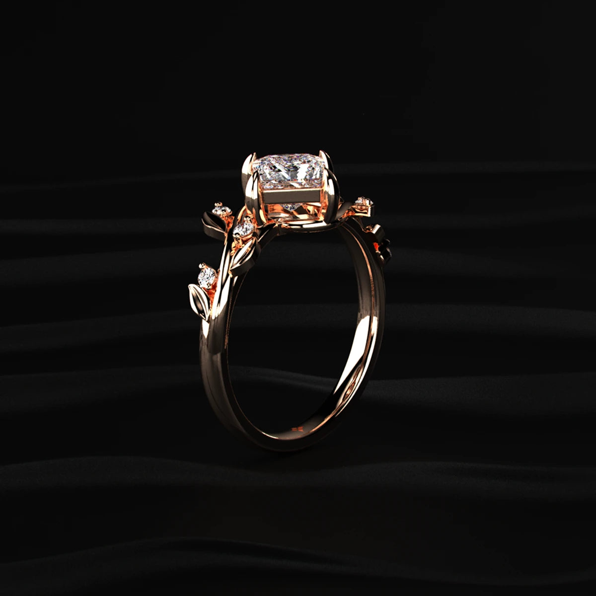 Princess Diamond Ring with Side Accents