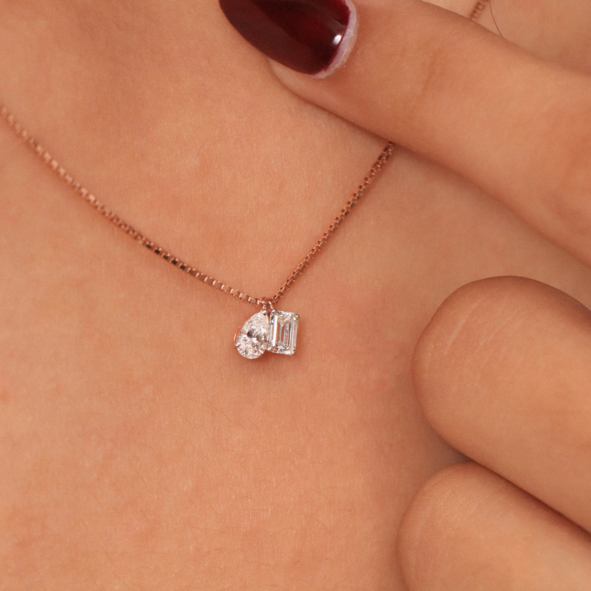 Emerald Pear Toi Et Moi Necklace | Earthly Jewels