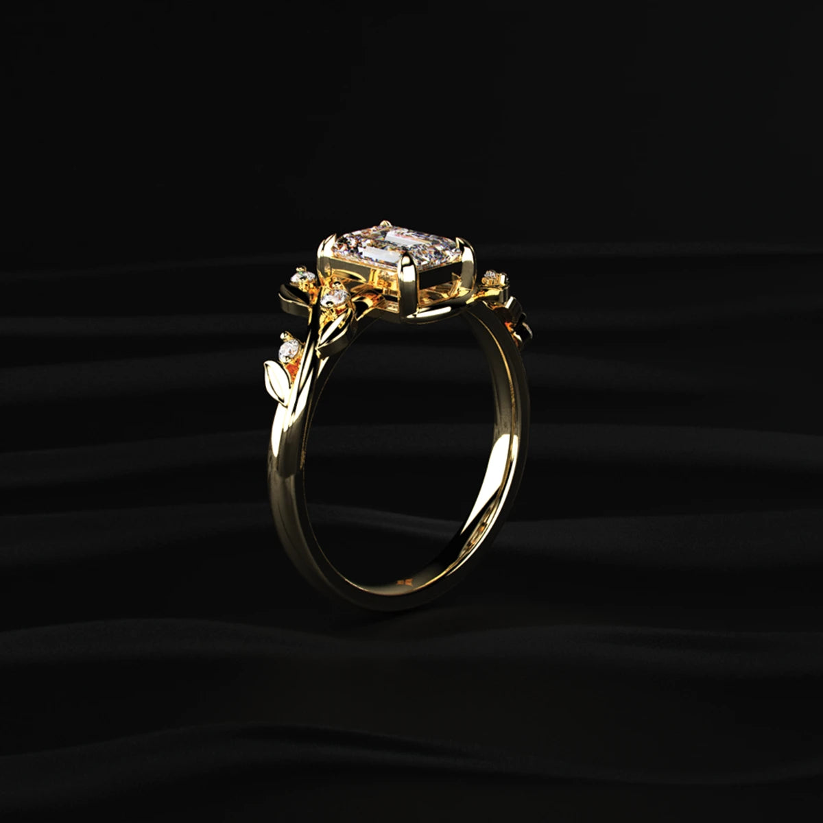 Diamond Ring with Leaf Design