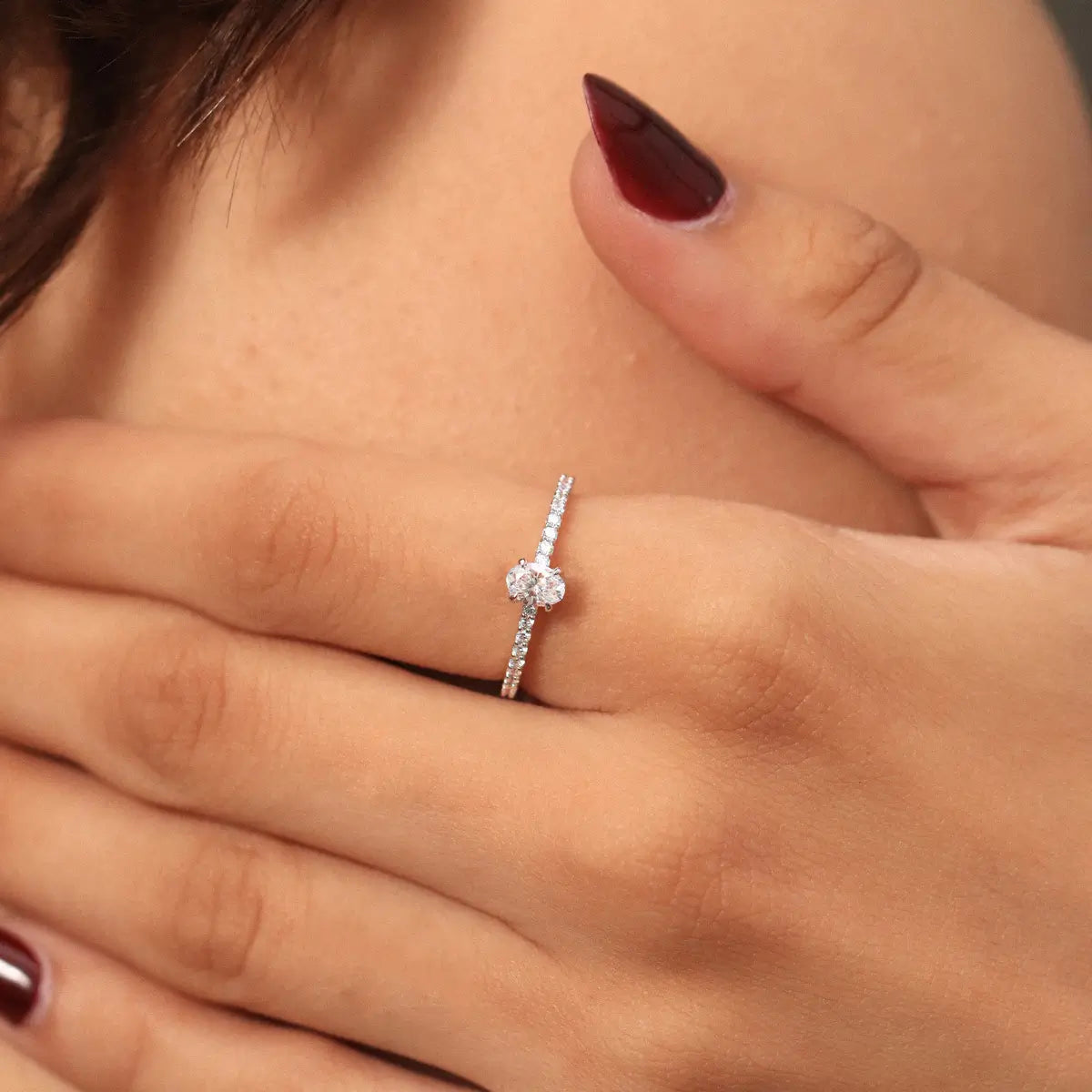 Oval Diamond With Hidden Halo