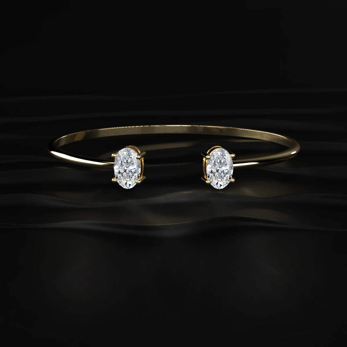 Oval Diamond Toi Et Moi Open Bangle | Earthly Jewels