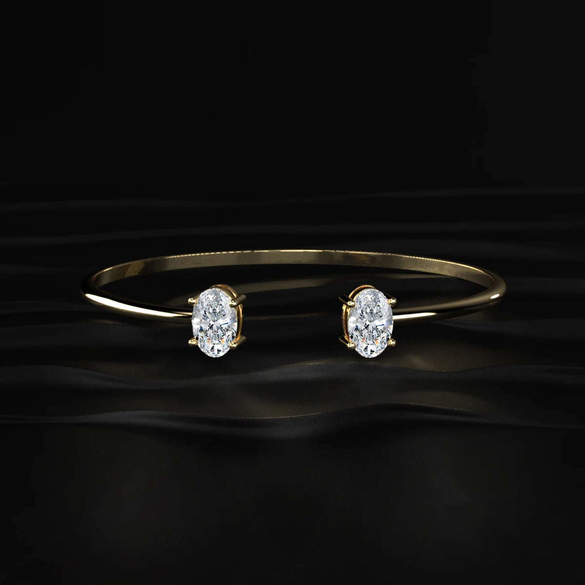 Oval Diamond Toi Et Moi Open Bangle | Earthly Jewels