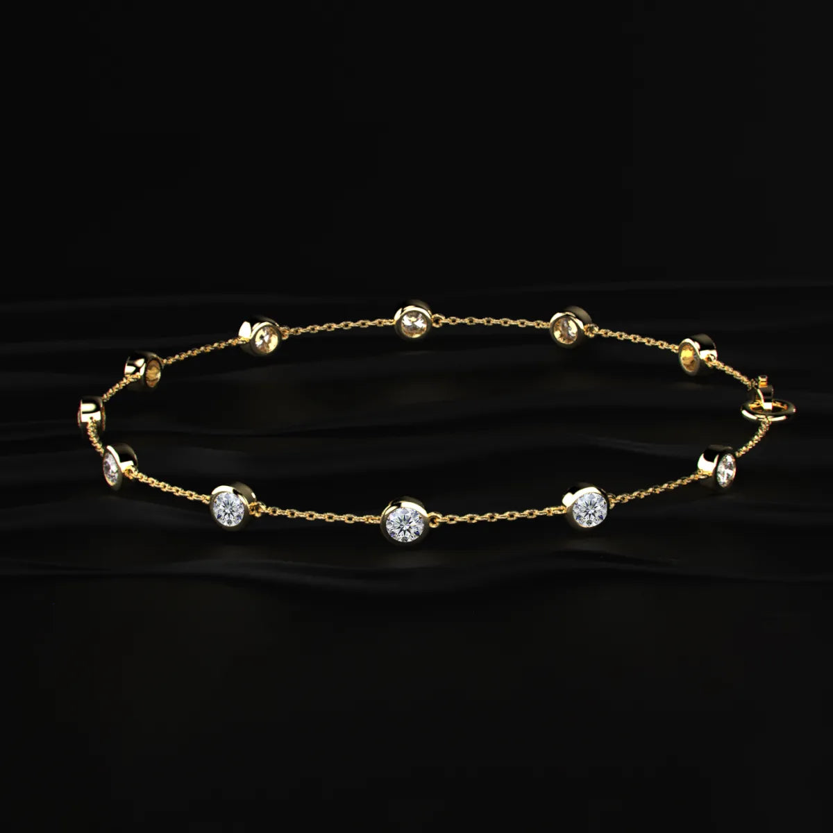 Round Diamond Bezel Station Bracelet | Earthly Jewels