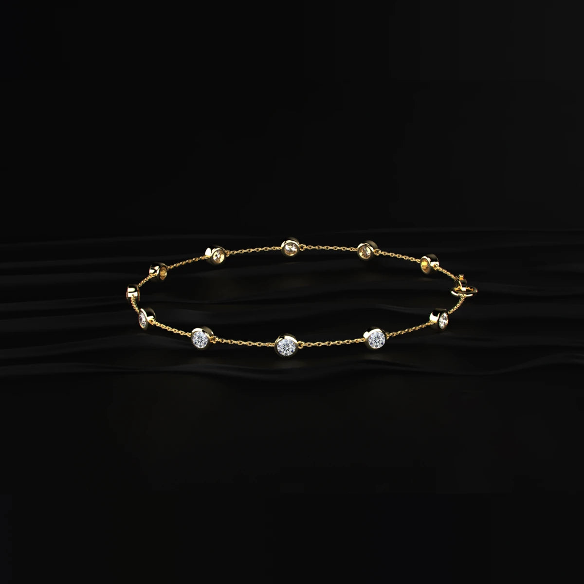 Round Diamond Bezel Station Bracelet | Earthly Jewels