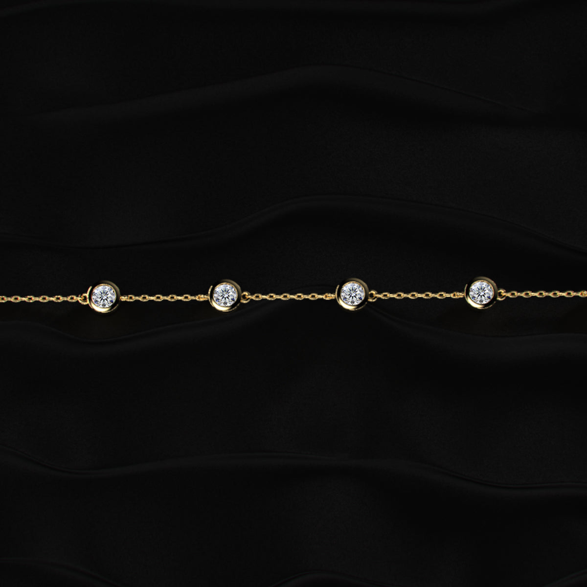 Round Diamond Bezel Station Bracelet | Earthly Jewels