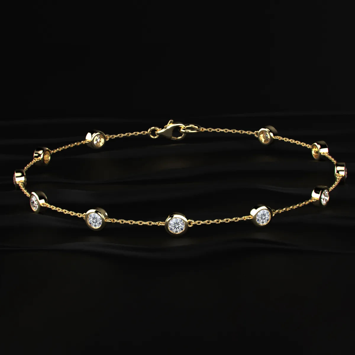 Round Diamond Bezel Station Bracelet | Earthly Jewels