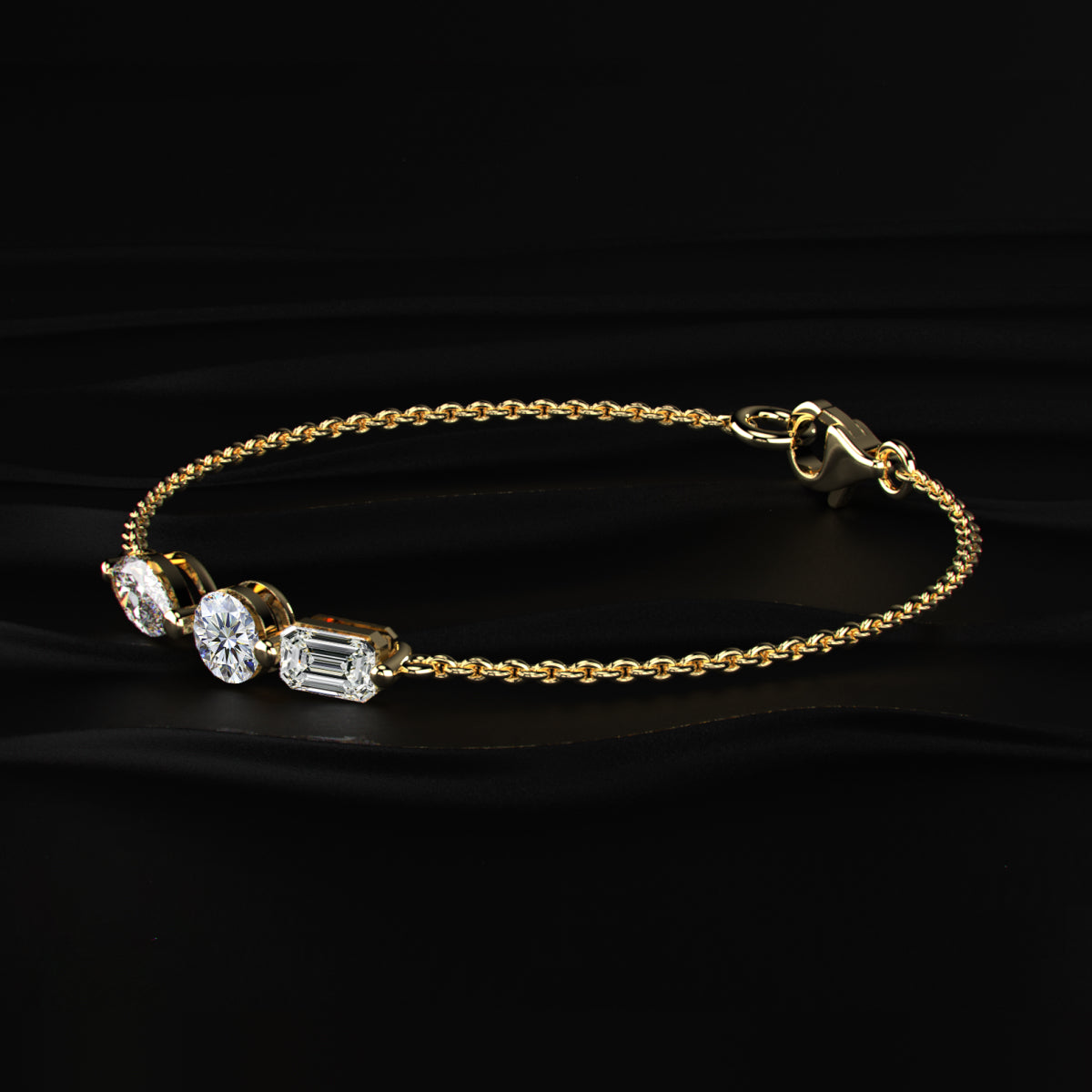 Three Stone Diamond Everyday Bracelet | Earthly jewels