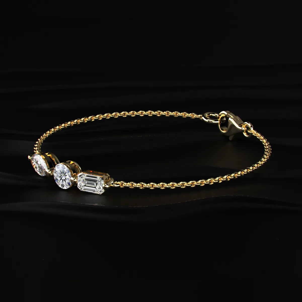Three Stone Diamond Everyday Bracelet | Earthly jewels