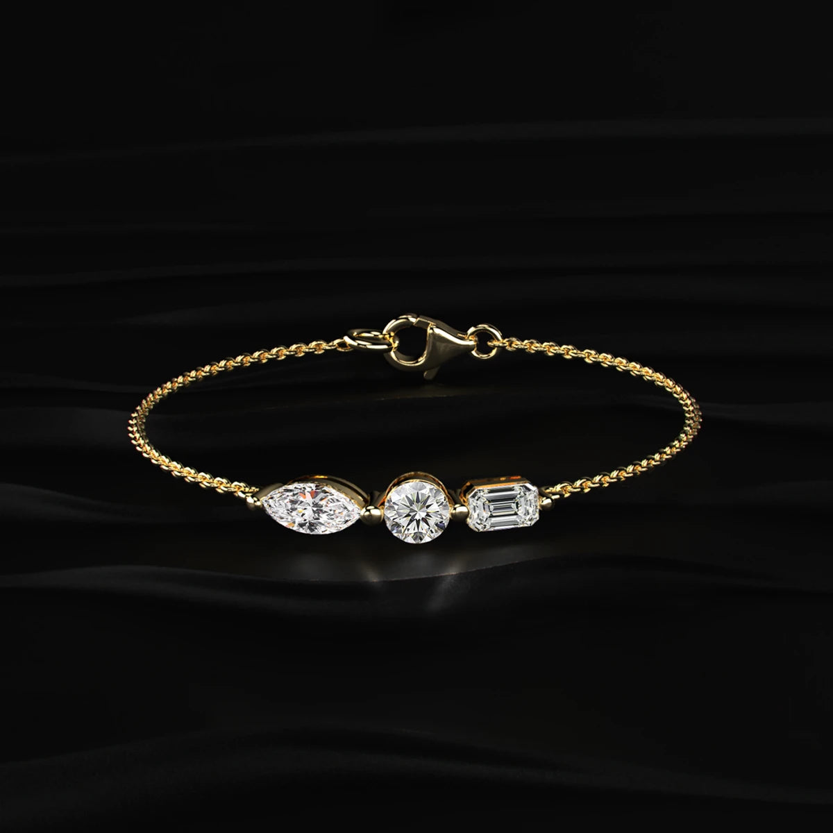Three Stone Diamond Everyday Bracelet | Earthly jewels