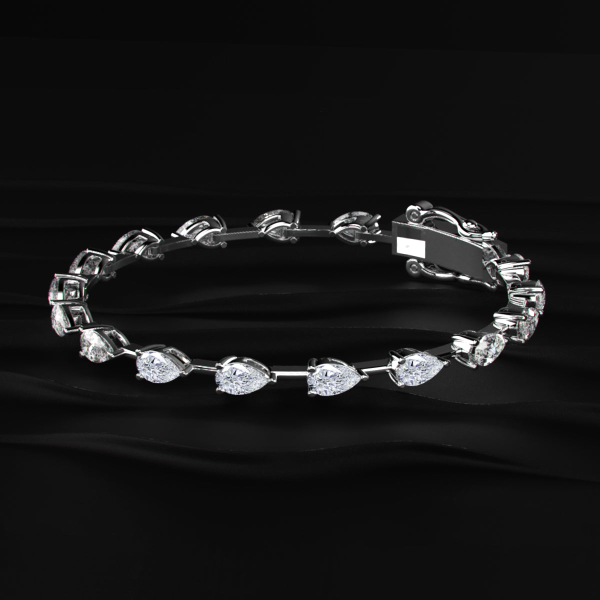 East West Pear Shaped Tennis Bracelet | Earthly jewels