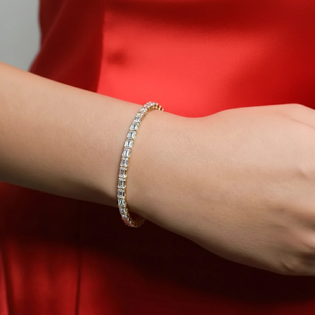 Emerald cut lab Diamond Tennis Bracelet | Earthly Jewels