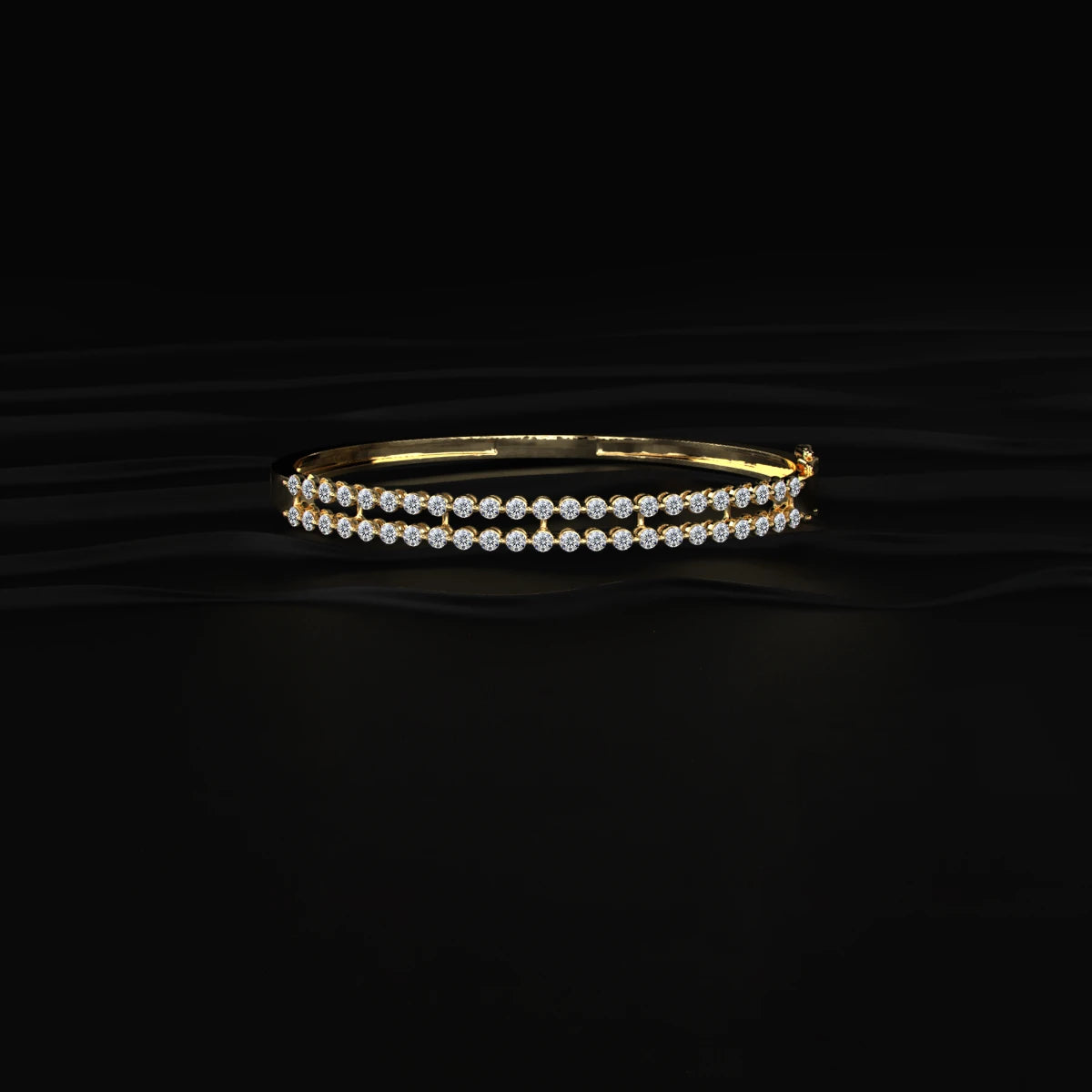 Double Row Diamond Tennis Bangle Bracelet | Earthly Jewels