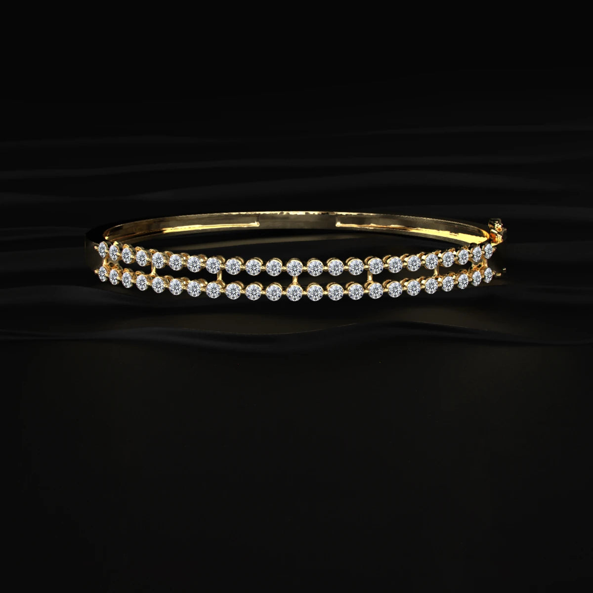 Double Row Diamond Tennis Bangle Bracelet | Earthly Jewels