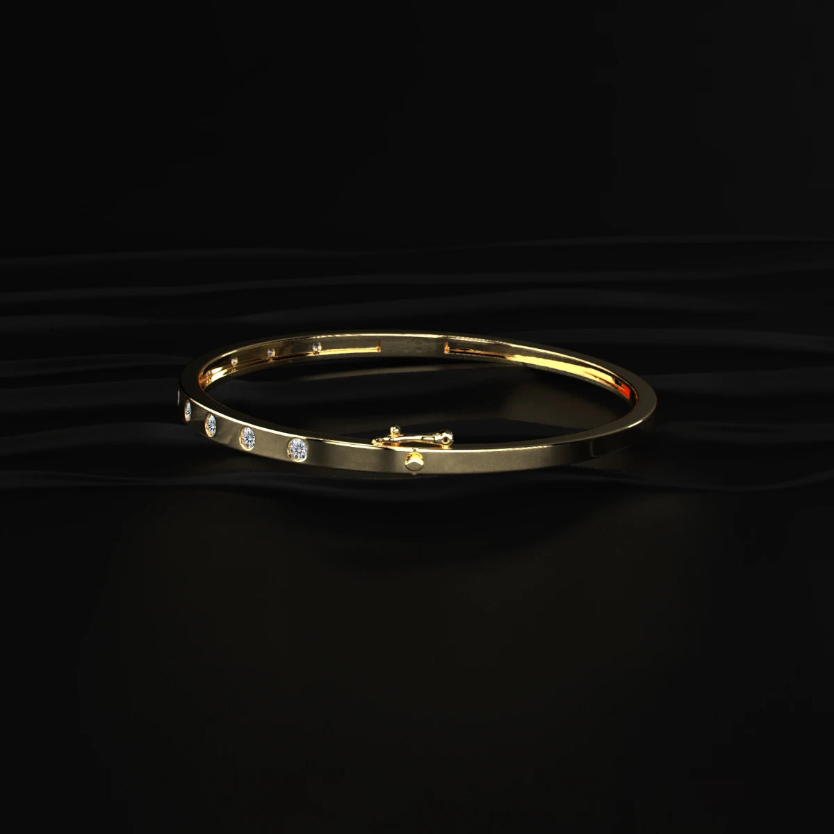 Flush Set Lab Diamond Openable Bangle Bracelet | Earthly Jewels