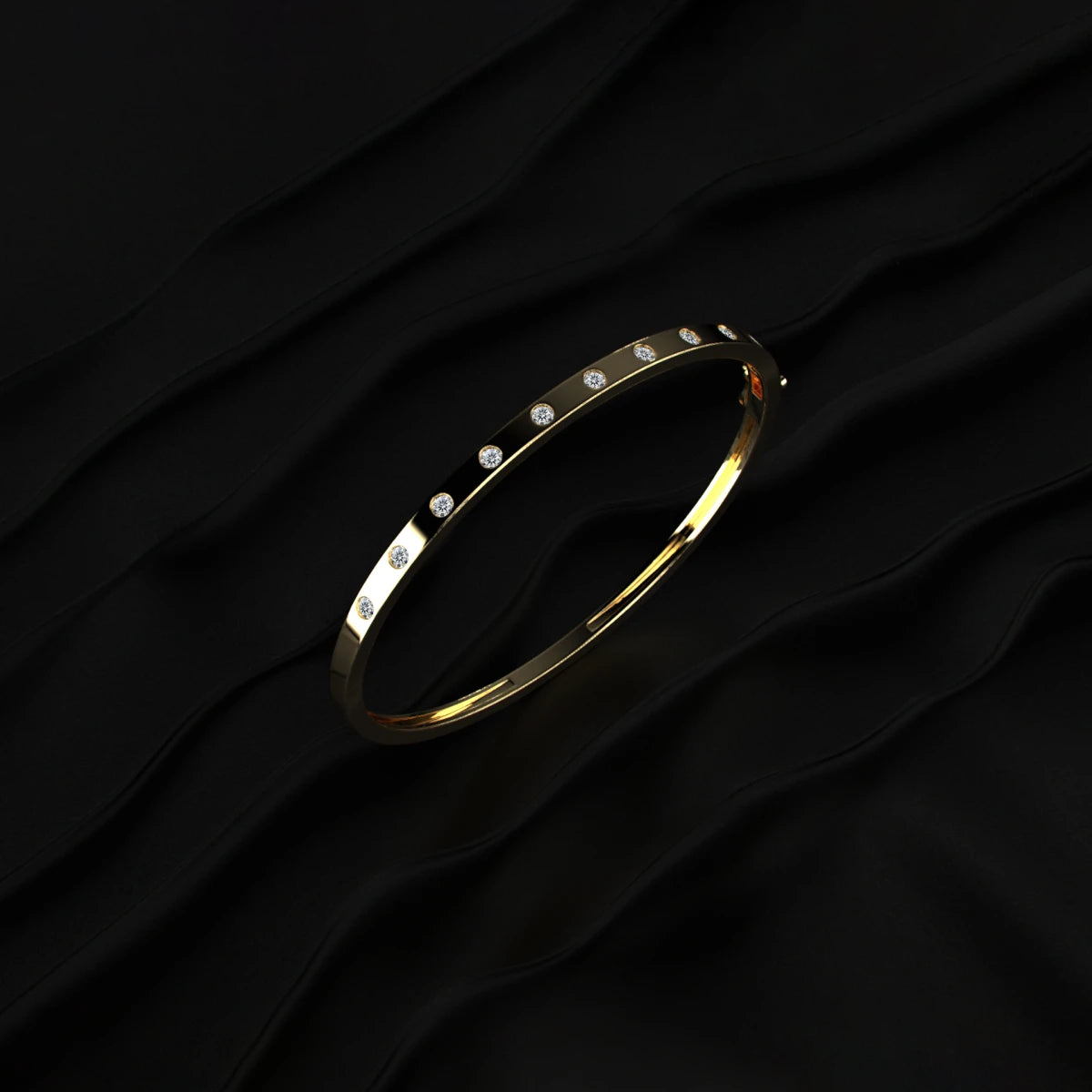 Flush Set Lab Diamond Openable Bangle Bracelet | Earthly Jewels