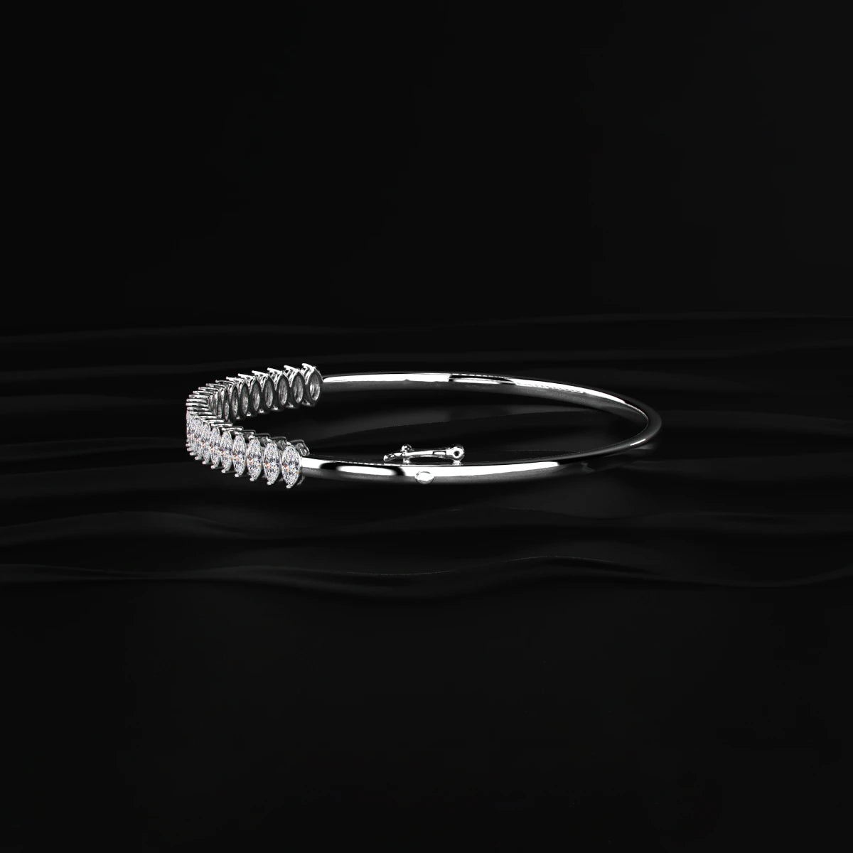 Marquise Lab Diamond Half Tennis Bangle bracelet | Earthly Jewels