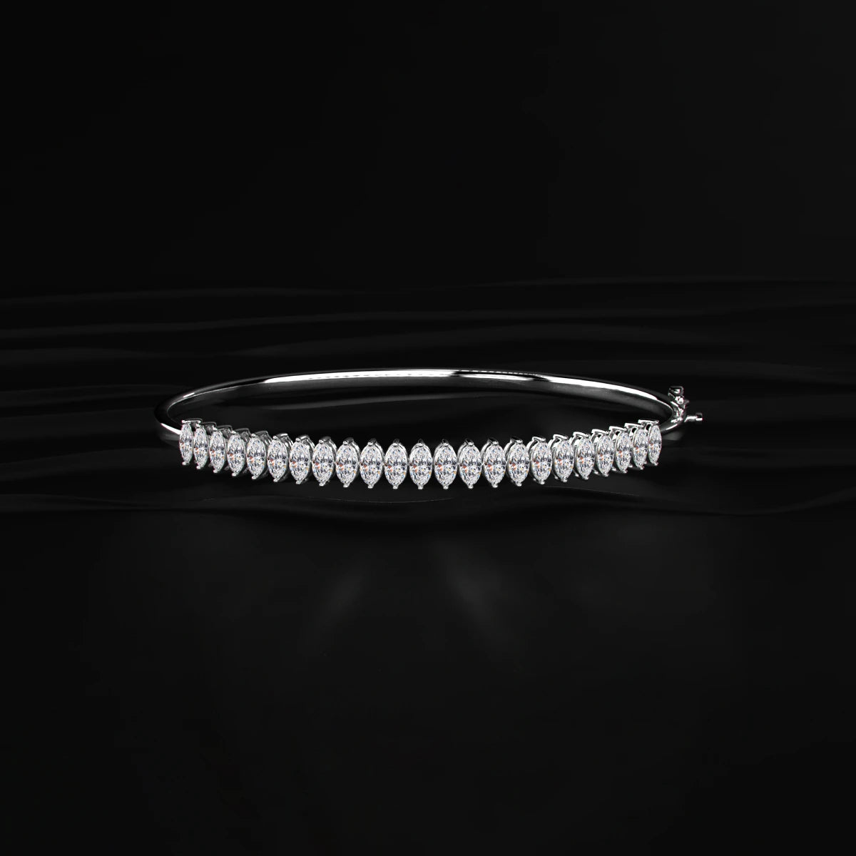 Marquise Lab Diamond Half Tennis Bangle bracelet | Earthly Jewels
