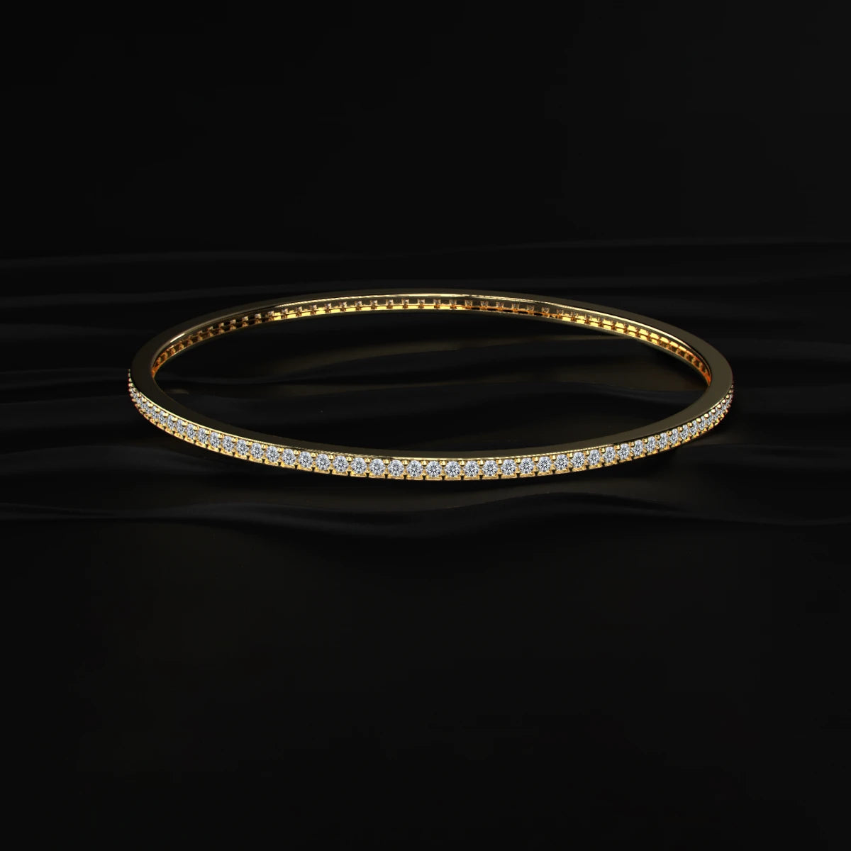 Round Brilliant Cut Diamond Tennis Bangle | Earthly Jewels