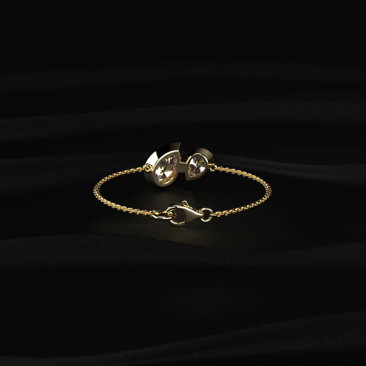 Pear Shape Diamond Toi Et Moi Bracelet | Earthly Jewels