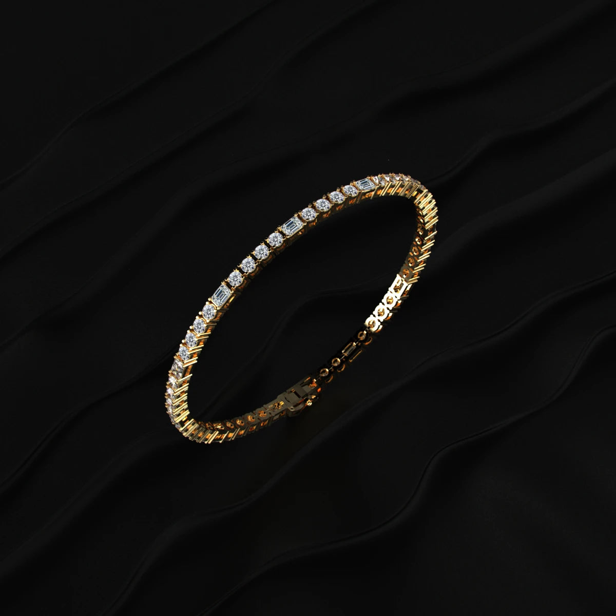 Emerald Cut Accent Diamond Bracelet