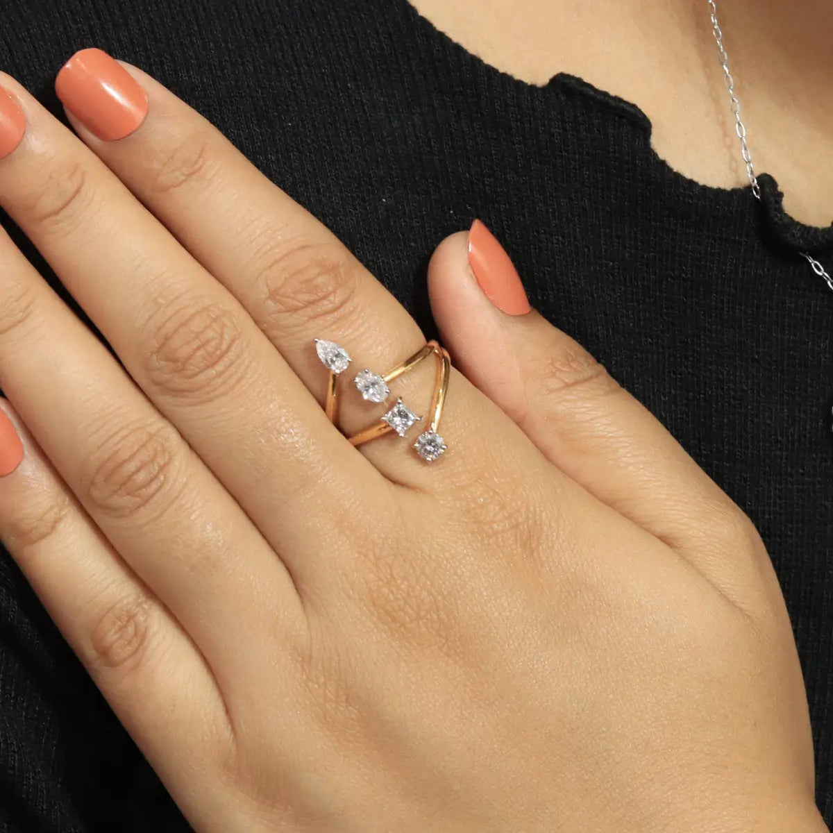 4 Stone Split Shank Engagement Ring | Earthly jewels