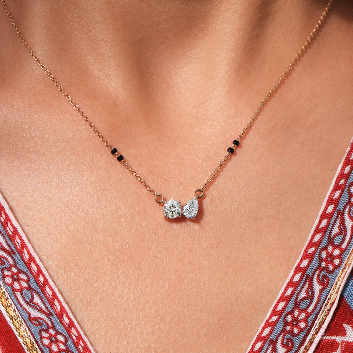 Round & Pear Toi-Et-Moi Mangalsutra | Earthly Jewels