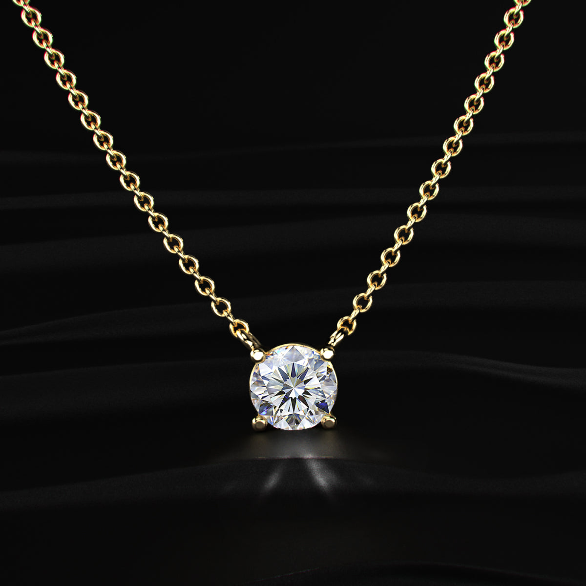 1Ct Round Diamond Solitaire Necklace Earthly Jewels