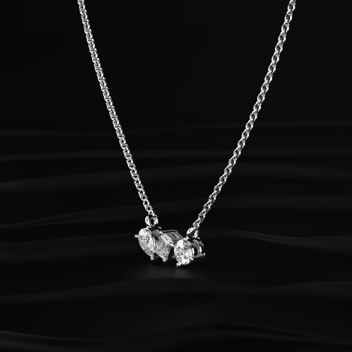 Three Stone Diamond Necklace | Earthly Jewels