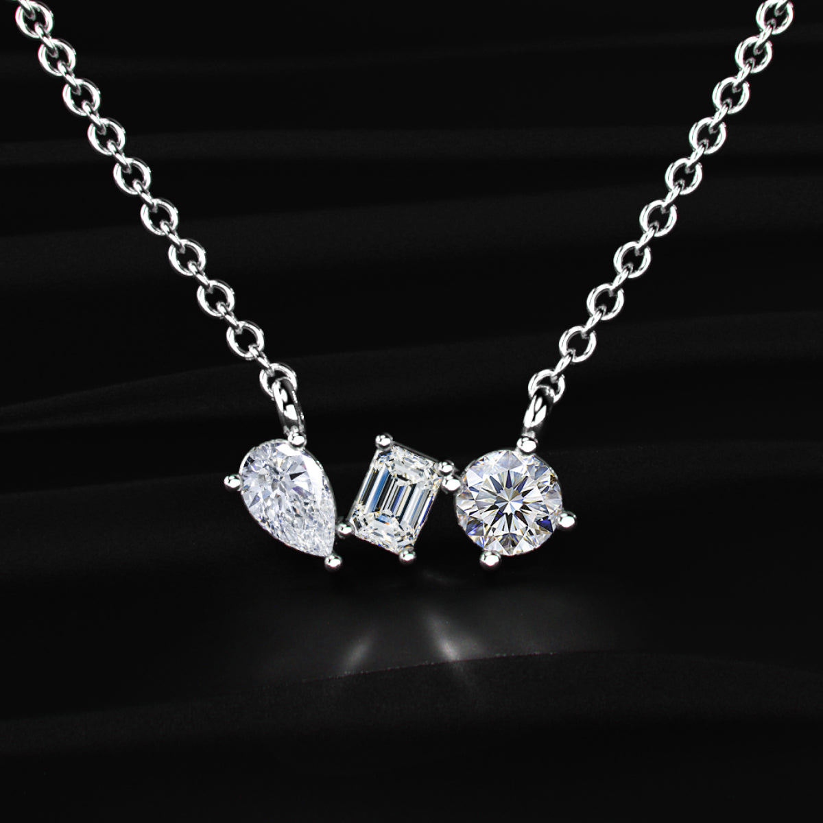 Three Stone Diamond Necklace | Earthly Jewels