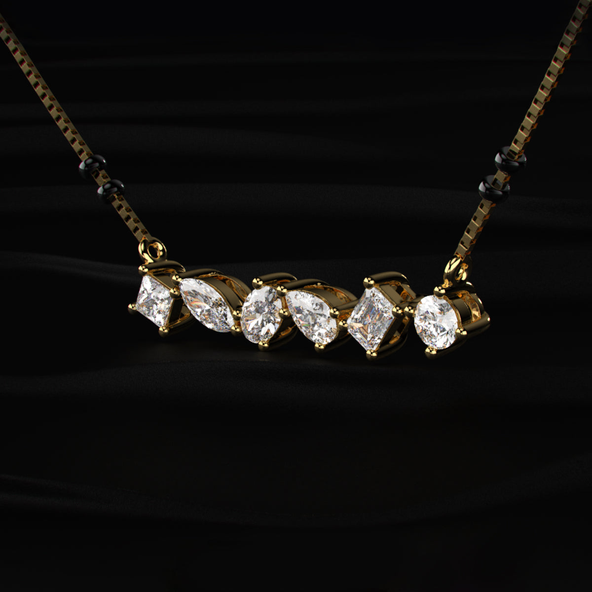 Mixed Shape Diamond Mangalsutra | Earthly Jewels