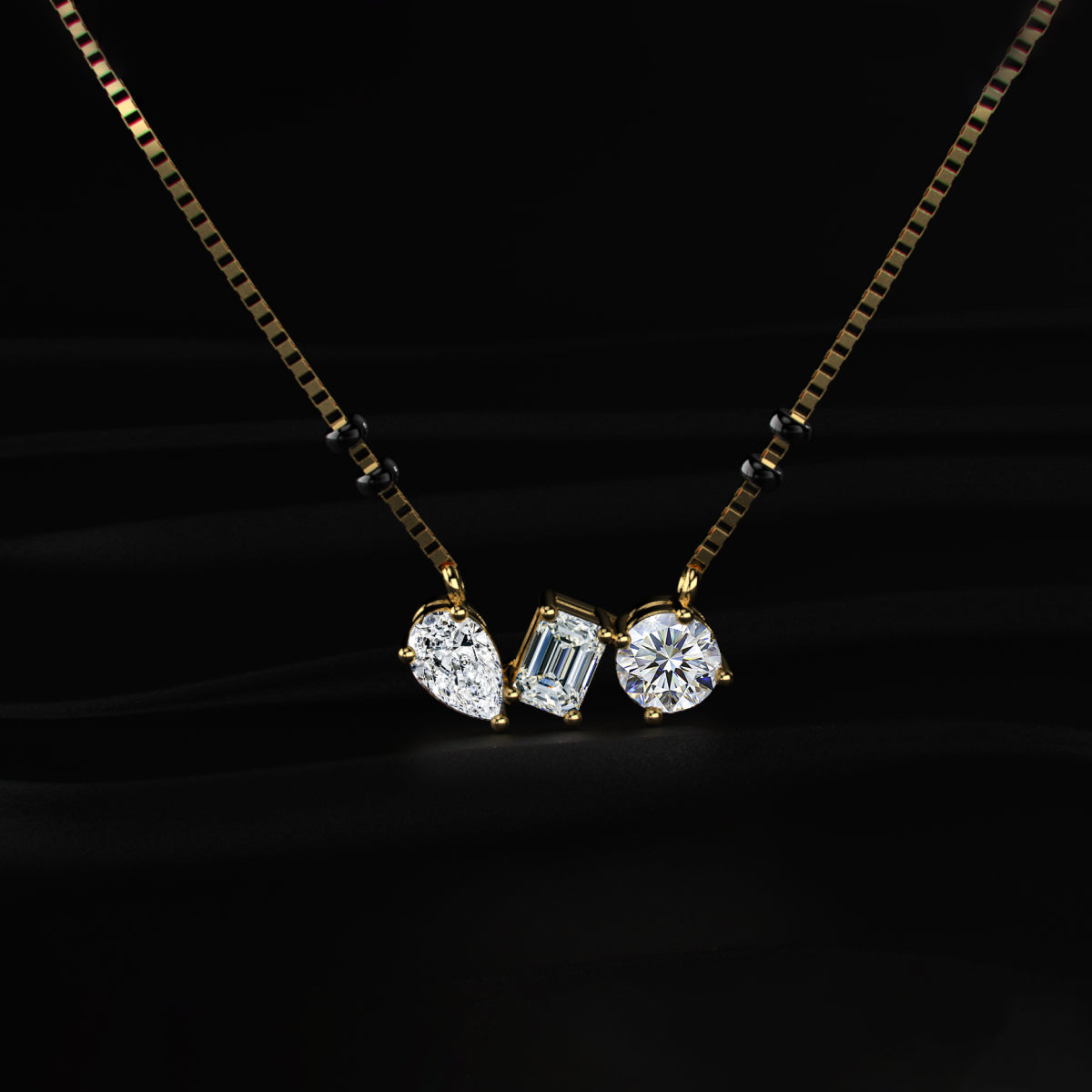Three Mix Shape Pendant Mangalsutra