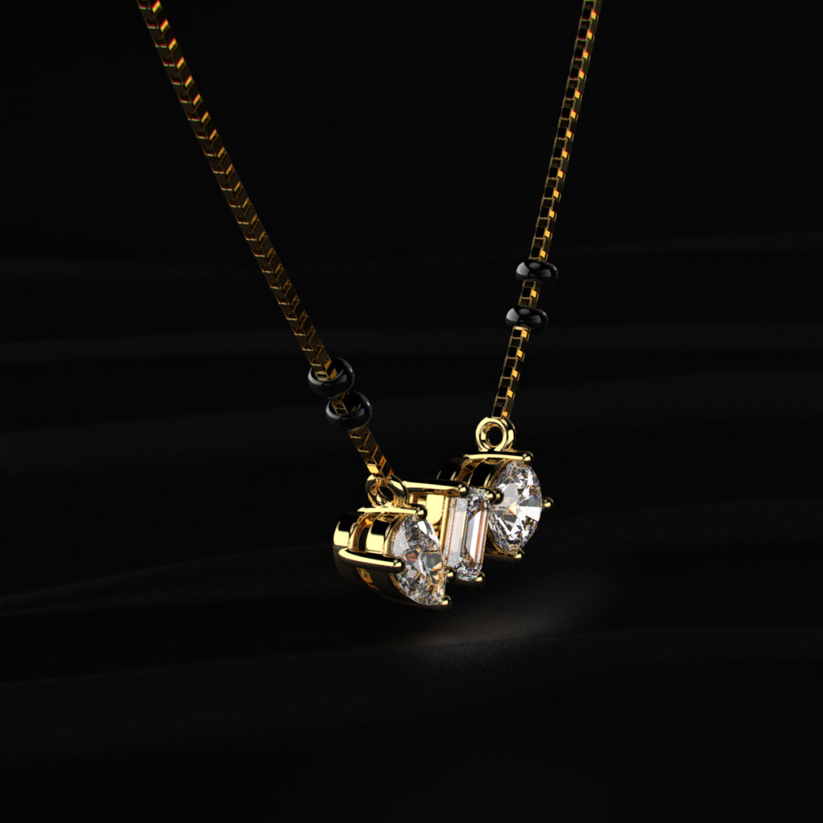 Three Mix Shape Pendant Mangalsutra