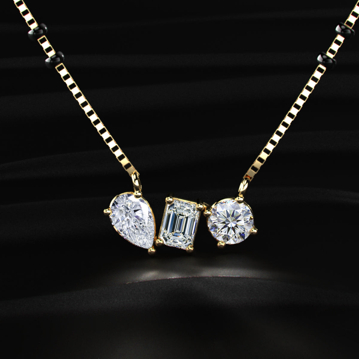 Three Mix Shape Pendant Mangalsutra | Earthly Jewels