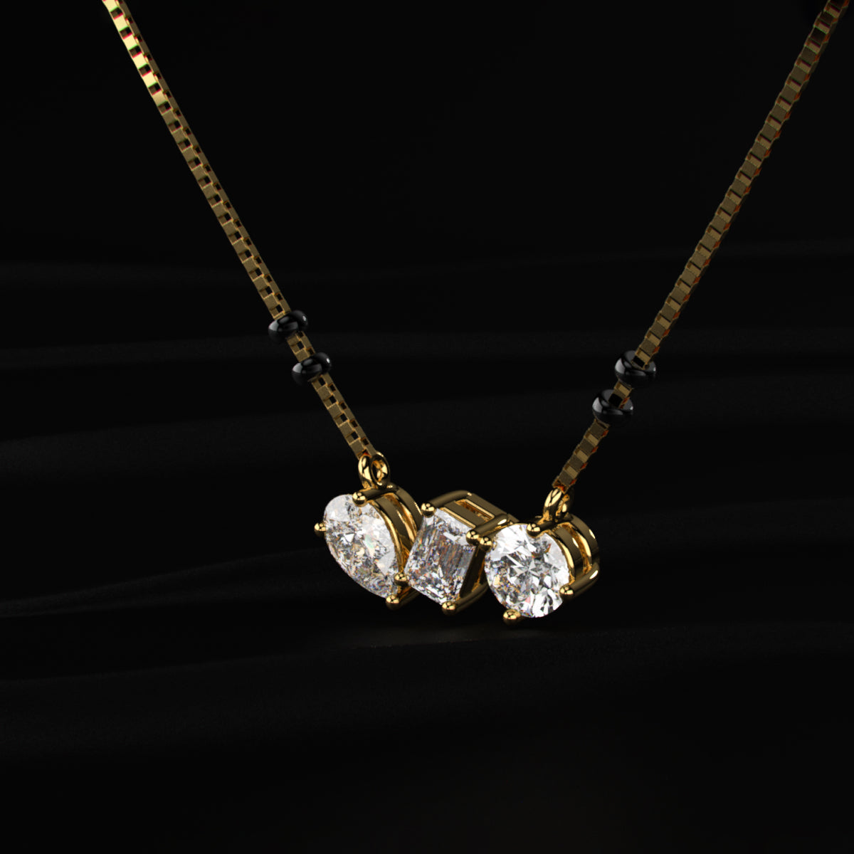 Three Mix Shape Pendant Mangalsutra