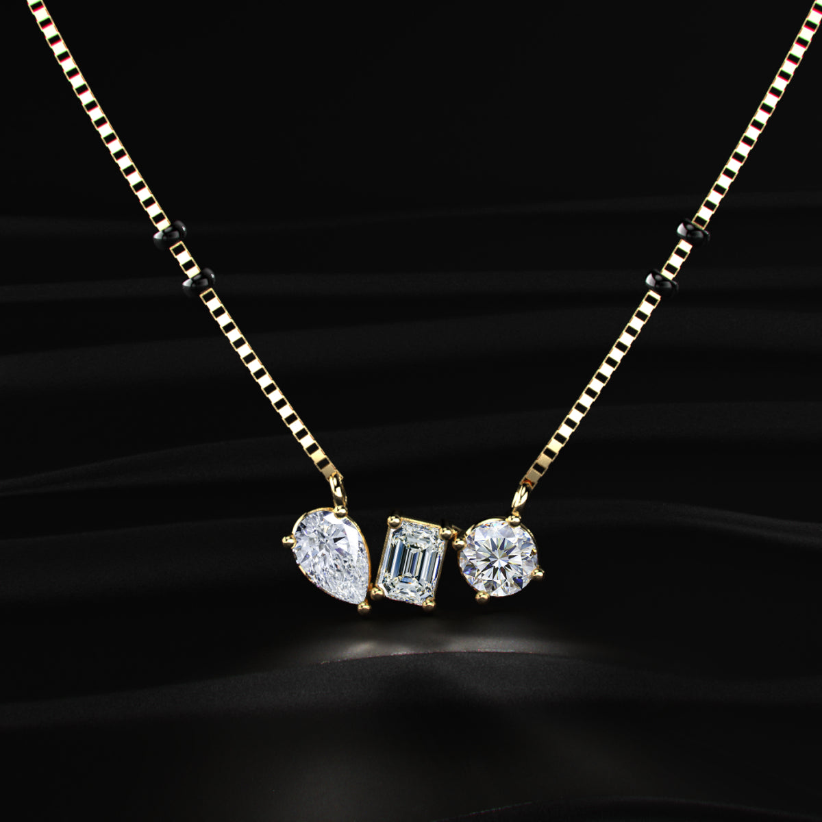 Three Mix Shape Pendant Mangalsutra | Earthly Jewels