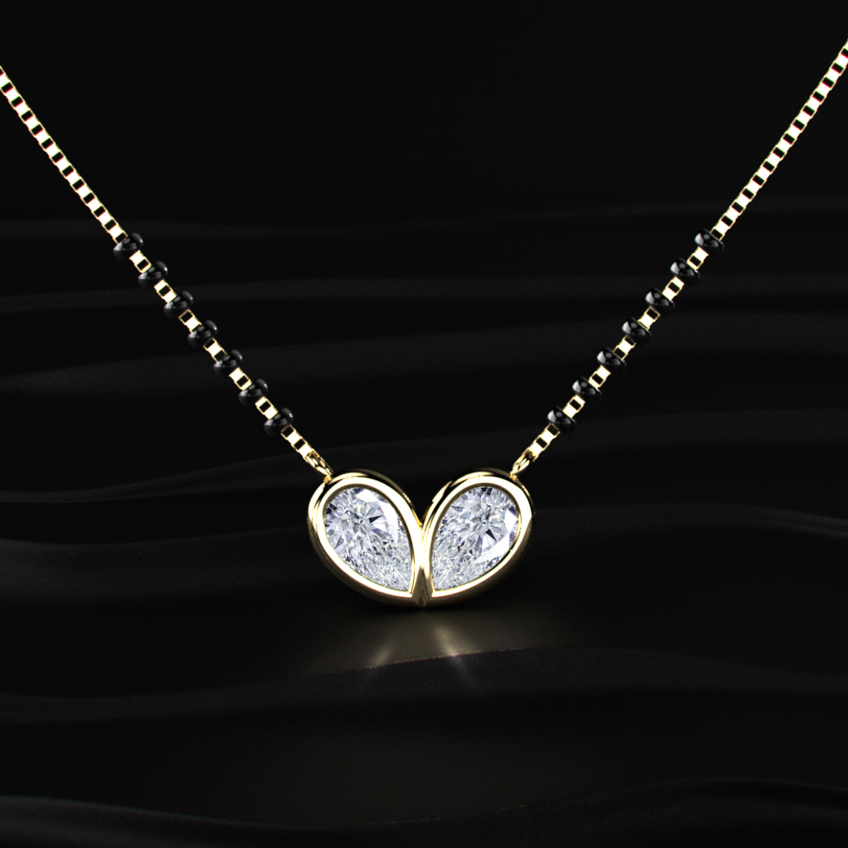 Two Pear Shape Heart Love Mangalsutra | Earthly Jewels