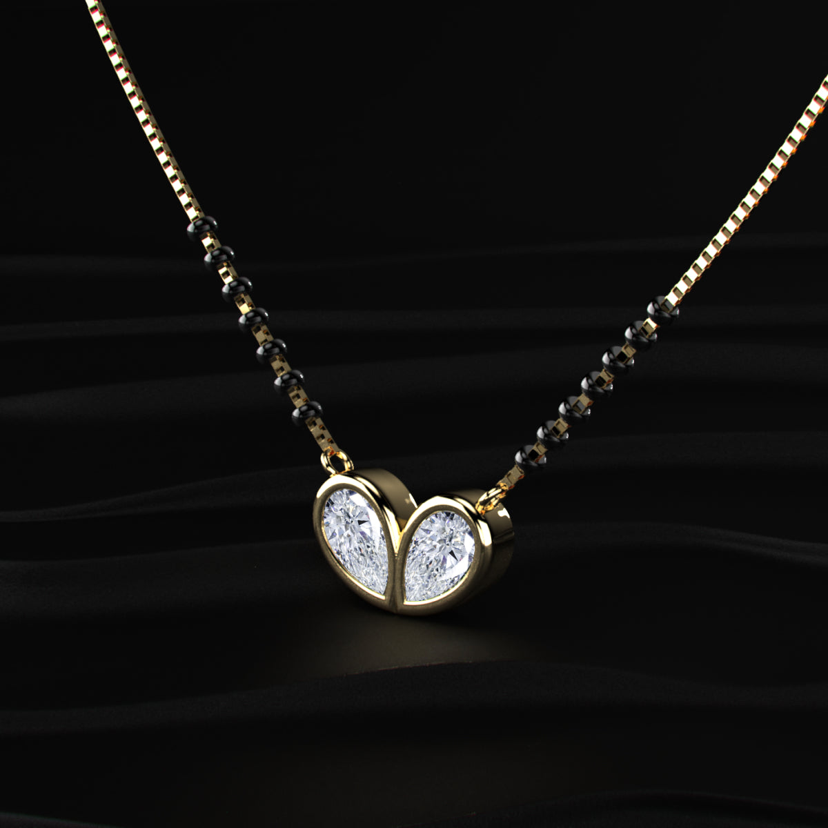 Two Pear Shape Heart Love Mangalsutra | Earthly Jewels