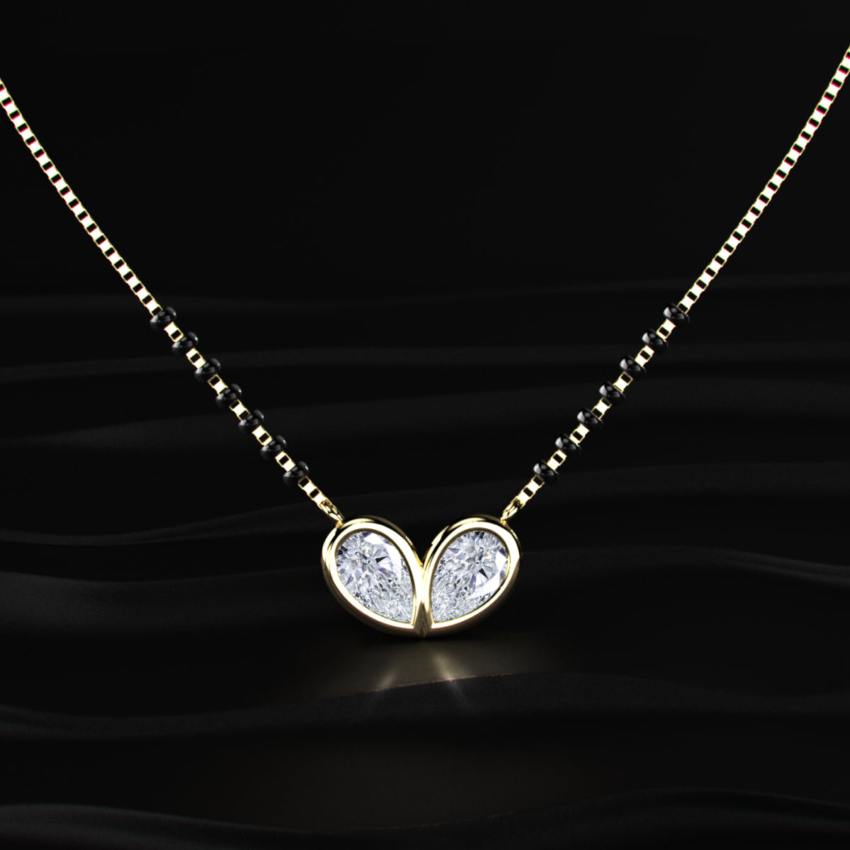 Two Pear Shape Heart Love Mangalsutra | Earthly Jewels